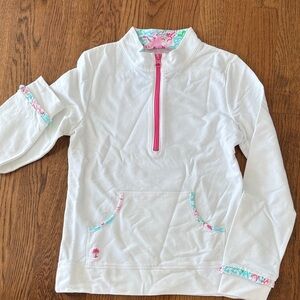 Lilly Pulitzer Girls Mini Skipper Popover in Lobster Roll, size XL (12-14).
